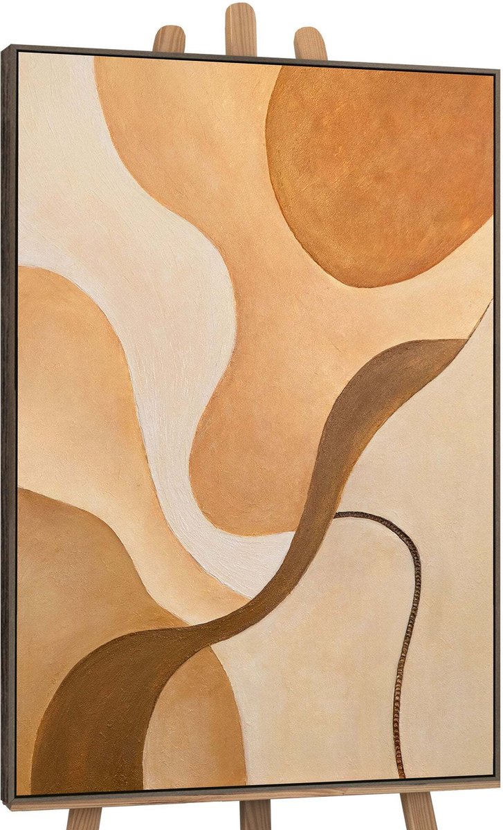 YS Canvas schilderij 140x100 cm handgeschilderd kromming van de horizon – YS-Art Gallery – Lijst: Grijs – Luxe wanddecoratie Grey