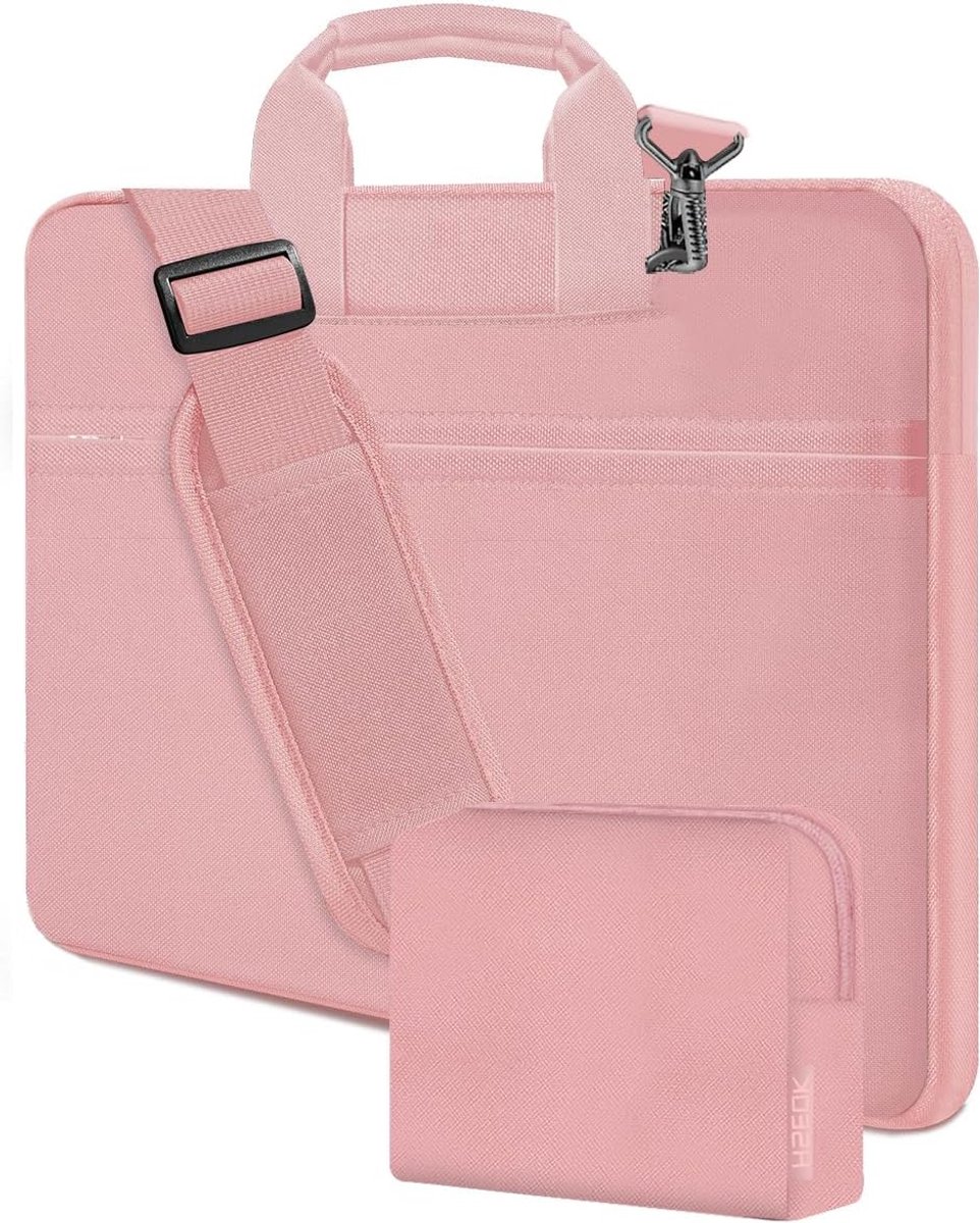 Laptoptas Schoudertas - Notebook Tas - Beschermend Dragen - Meerdere Vakken - 15.6 inch - Roze