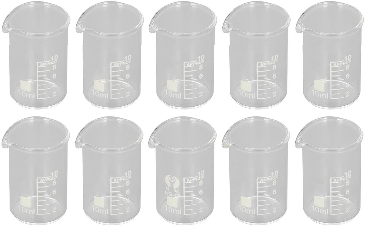 Bekerglas Set - Lab Containers - Experimenteren - Hittebestendig Glas - 10 Ml - Transparant