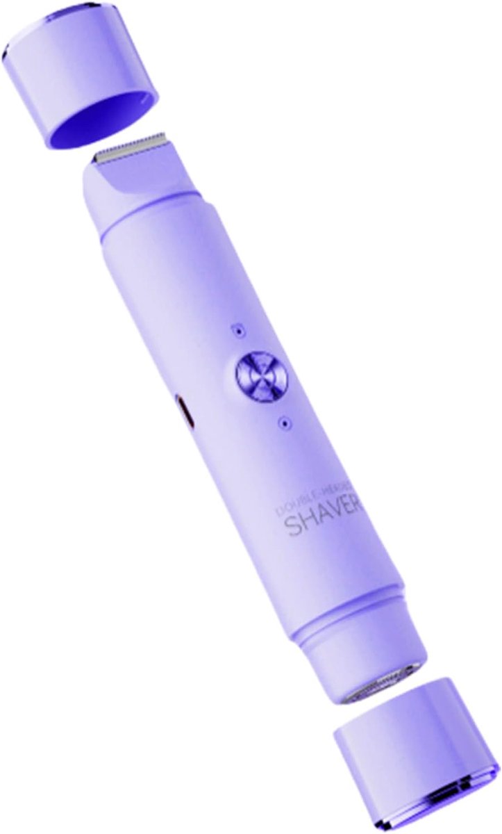 Elektrisch Scheerapparaat - Haarverwijderaar Vrouwen - Gezichtsverzorging Lichaam - Ergonomisch Ontwerp Twee Koppen - 15 cm Hoog - Violet