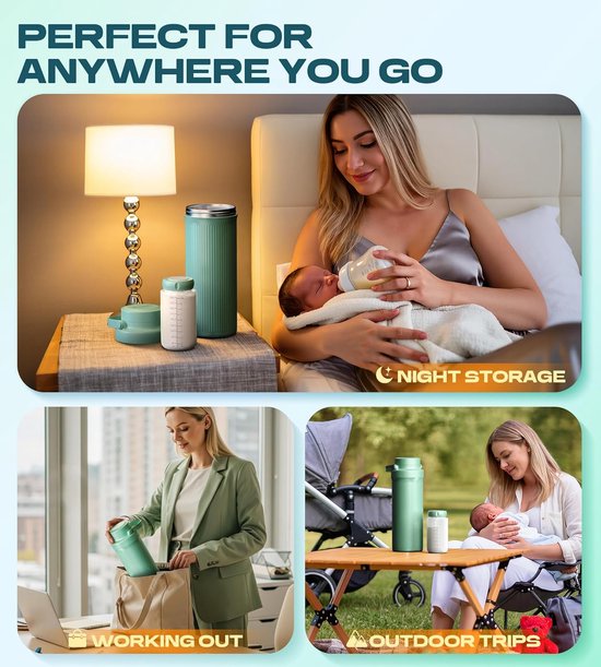 Draagbare Moedermelk Koeler - Reis Koeltas - Melk Vers Houden - 24 Uur Koel - 22oz Capaciteit - Groen — afbeelding 3