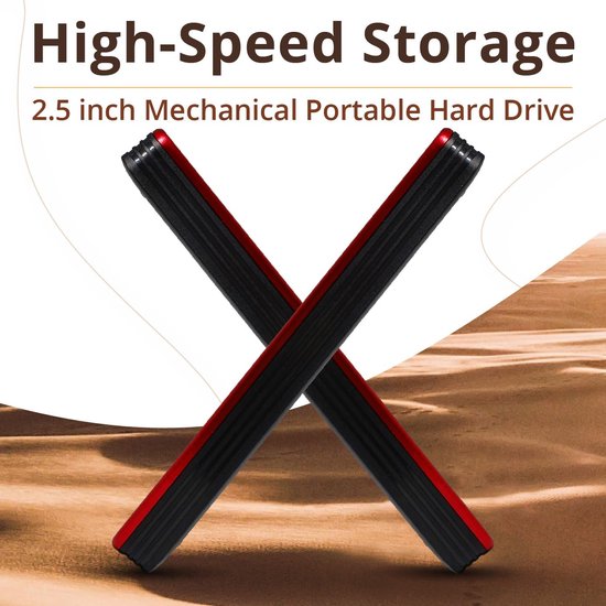 Externe Harde Schijf - Draagbare Opslag - Data Back-up - Snelle USB 3.0 - 1 TB Capaciteit - Rood — afbeelding 2