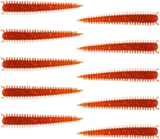 Vis Aas - Zacht Kunstaas Regenworm - Vissen Vangen - Elastisch Herbruikbaar - 10 Stuks 6cm - Natuurlijk — afbeelding 4