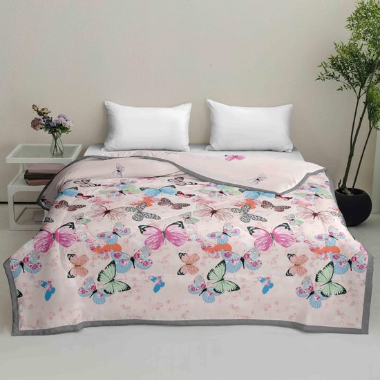 Dekbed zonder overtrek - Zomerdeken sprei - Alle seizoenen - Ademend lichtgewicht - 200 x 200 cm - vlinder