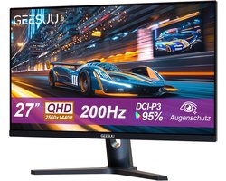 Gaming Monitor 27 inch – QHD PC Scherm – Intensief Gamers – 200Hz IPS Paneel – 2560×1440 Resolutie – Zwart