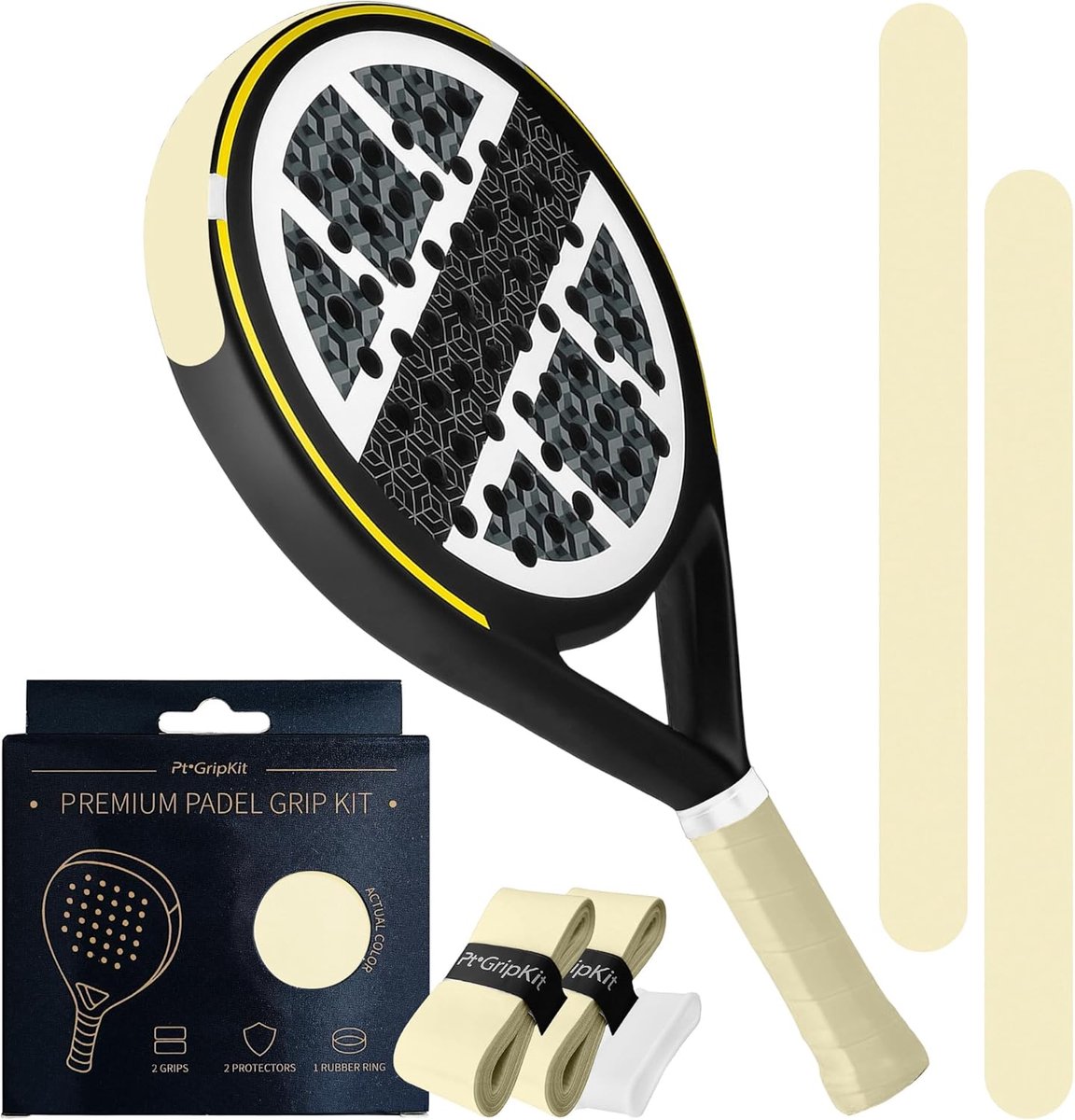 Padel Grip Set - Accessoires Racket - Verbeteren Controle - Pastel Kleuren - One Size - Geel