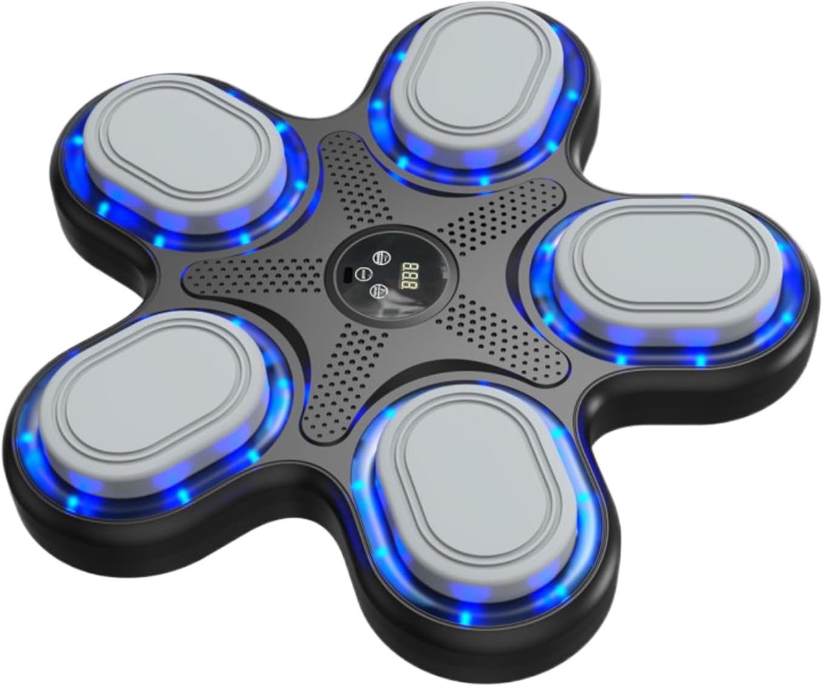 Muziek Boksmachine - Interactief boksdoel - Thuis fitness - Dynamische LED verlichting - Compact wandmodel - Zwart