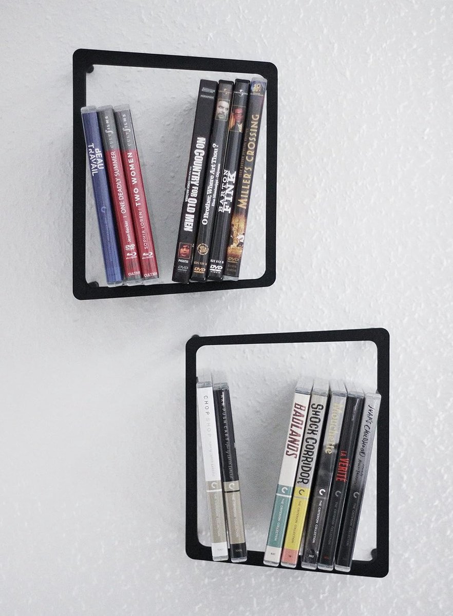 Wandrek Set - Media Hanger - Dvd's Bluray's Opslag - Modulair Ontwerp - 20x25cm - Zwart
