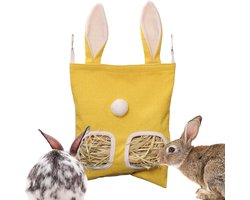 Hooiruif Konijn - Voederdispenser Kleine Dieren - Hygiënisch Voeren - Kauwbestendig Krasvast Materiaal - 42 x 25 cm - Bruin