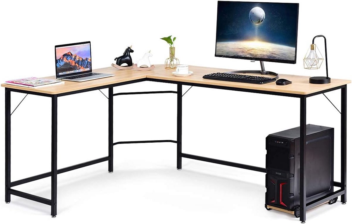 L-vormig Hoekbureau Bureau Hoektafel Werktijfel met CPU Standaard 168x125 cm