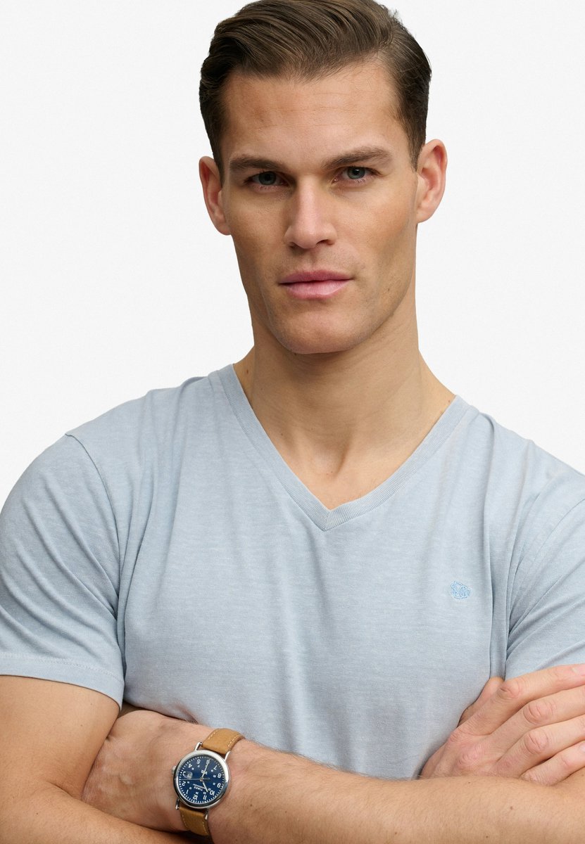 Superdry T-shirt Classic Cotton Linen Vee M1012391a K5e Slip Mannen Blauw