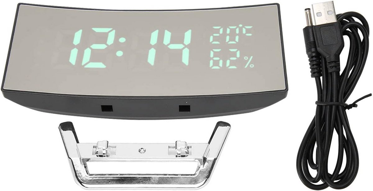Digitale Wekker met Gebogen LED Scherm - Snooze & Nachtsensor