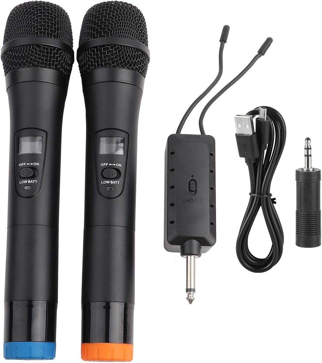 Draadloze Handmicrofoon Set - 2 Kanalen VHF - 100m Bereik voor Karaoke en Presentaties