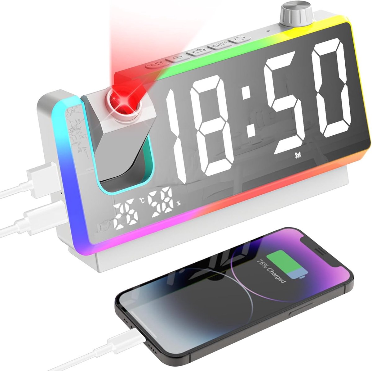 Digitale Wekker met Plafondprojector en Nachtlampfunctie