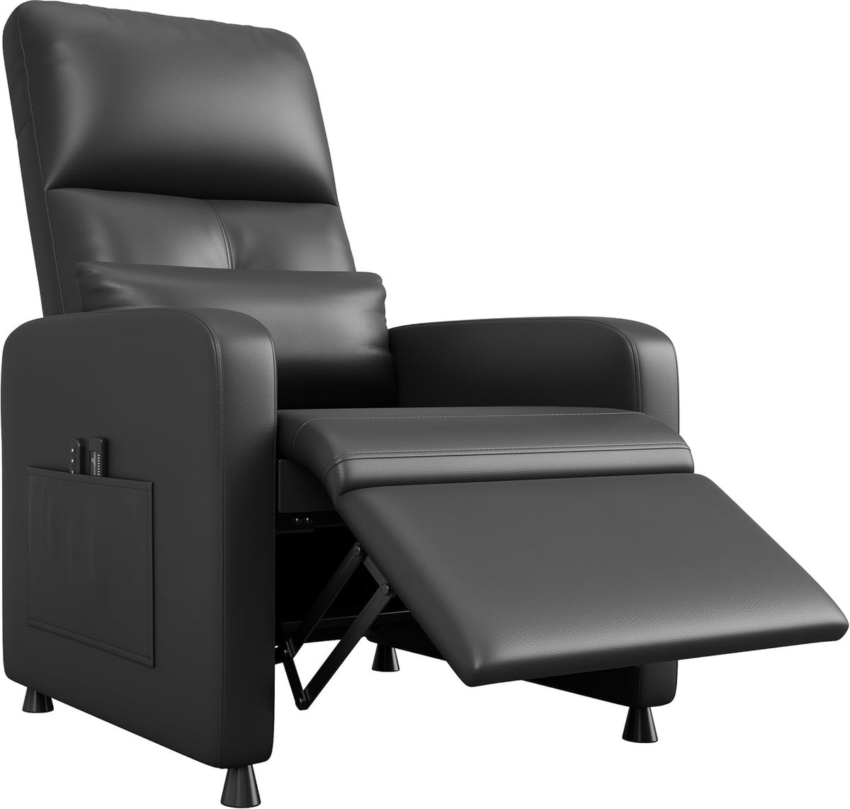 Elektrische fauteuil - Ergonomische eenpersoonsbank van kunstleer - Verstelbare massagestoel - Verstelbare fauteuil, gewatteerde zitting - Brede armleuningen, hoge rugleuning en zijvak - 108 × 74× 67 cm