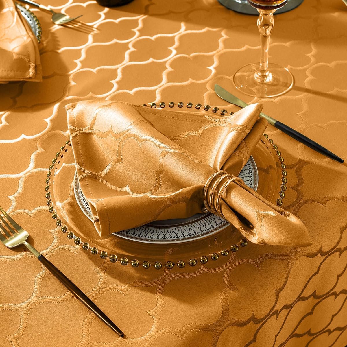 Jacquard Tafelkleed Herfst Vierkant Bloemmotief Morsbestendig voor Feestdecoratie