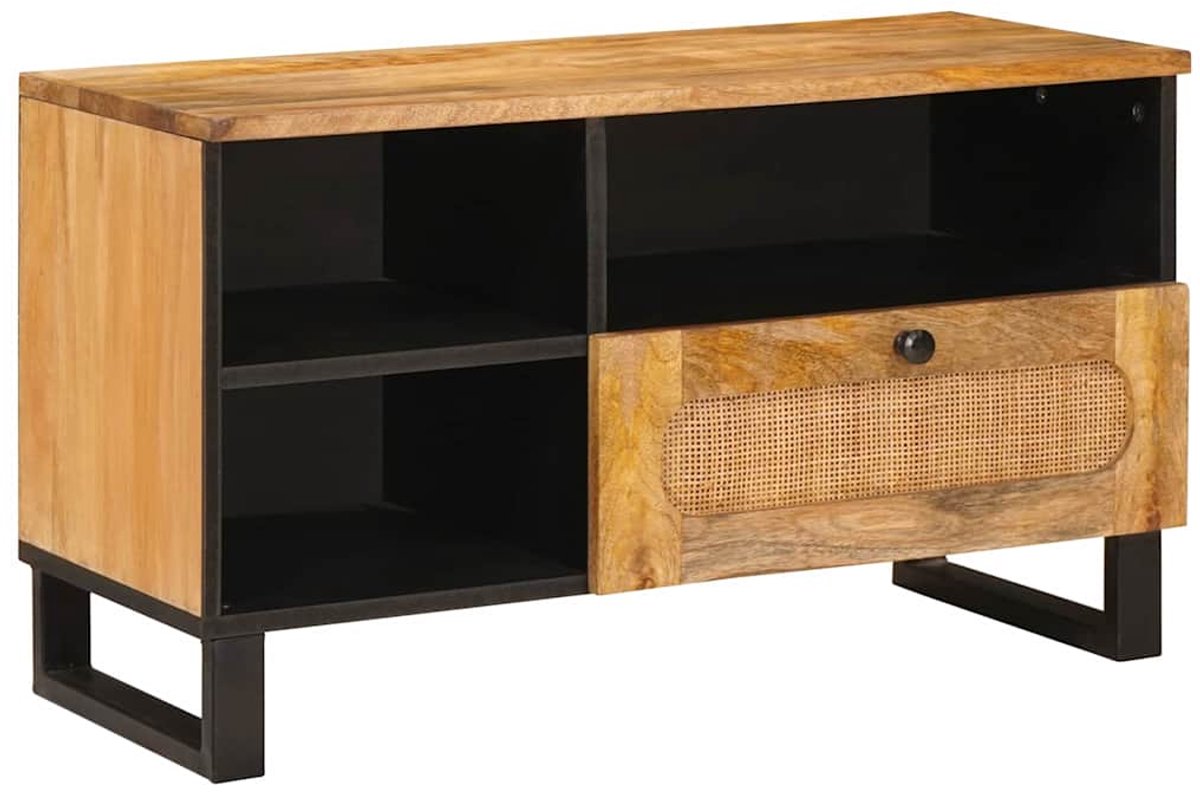 vidaXL - TV - Kast - met - lade - Bruin - 80 - x - 33 - x - 46 - cm - Massief - Mango - Hout