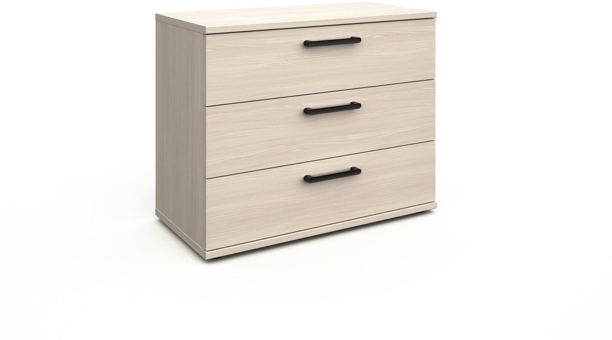 Commode Eira Lichteiken - Breedte 88 cm - Hoogte 71 cm - Diepte 44 cm - Y - Met planken - Zonder deuren