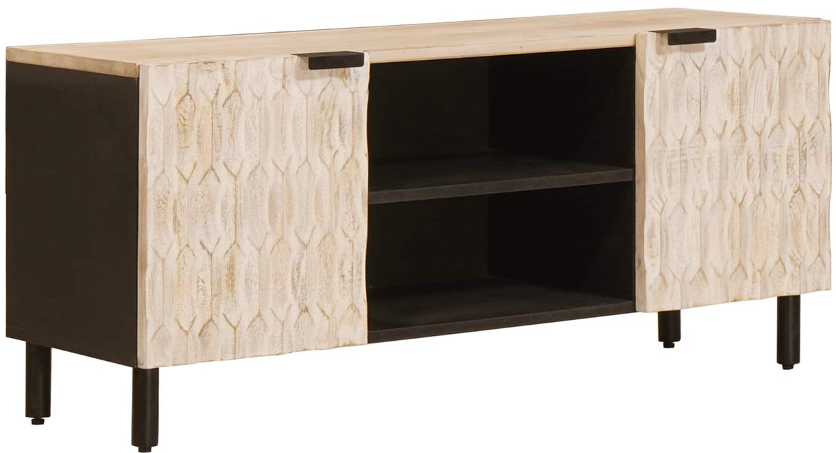 vidaXL - TV - Kast - Witte - Was - Afwerking - 105 - x - 33 - x - 46 - cm - Massief - Mango - Hout
