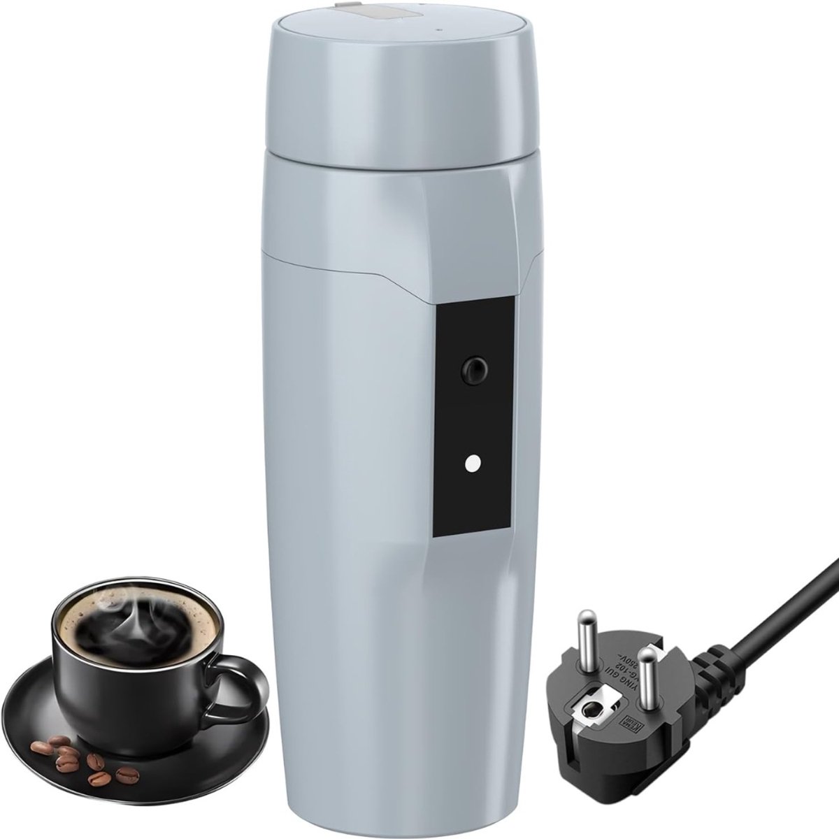 DYNA® Draagbare Waterkoker – 350 ML - Mini Waterkoker - Portable Reis Waterkoker - Lichtgrijs - 22cm x 9cm x 9 cm; 560 g