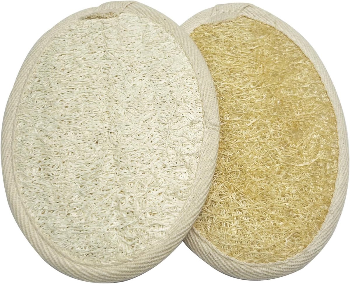 Natuurlijke Loofah Spons 2 Stuks - Dubbelzijdige Exfoliërende Douche Scrub