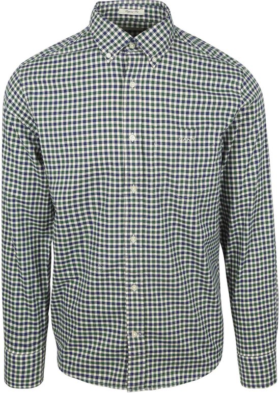 Gant Casual Overhemd Twill Ruit Groen - Maat XXL - Heren - Overhemden Casual