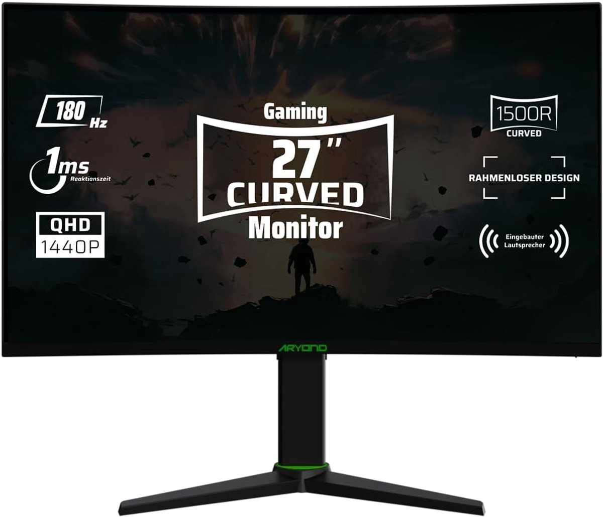 Gebogen Gaming Monitor 27 inch QHD 180Hz 1ms HDR