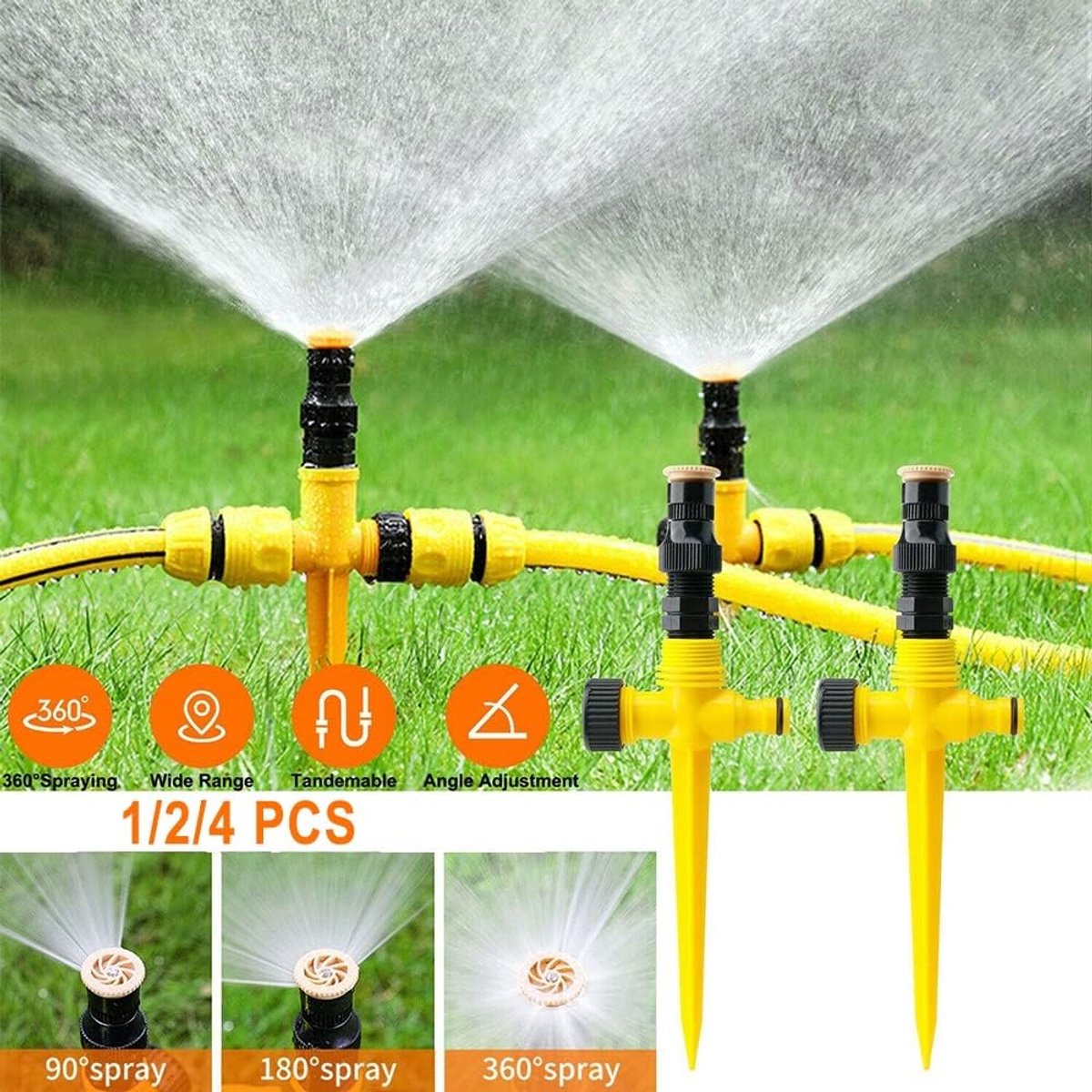 360° Roterende Tuinsproeier Gazonbewatering met Waterbesparende Instelling