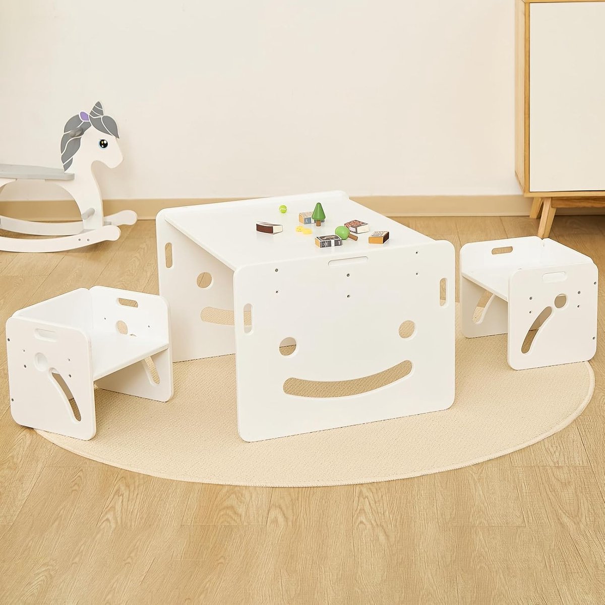 Montessori Tafel en 2 Stoelen voor Kinderen met Verstelbare Hoogte