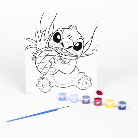 Stitch Knutselset Houten 3D Scène Schilderen - Compleet Tekenset Met Penseel En Verf Voor Kinderen
