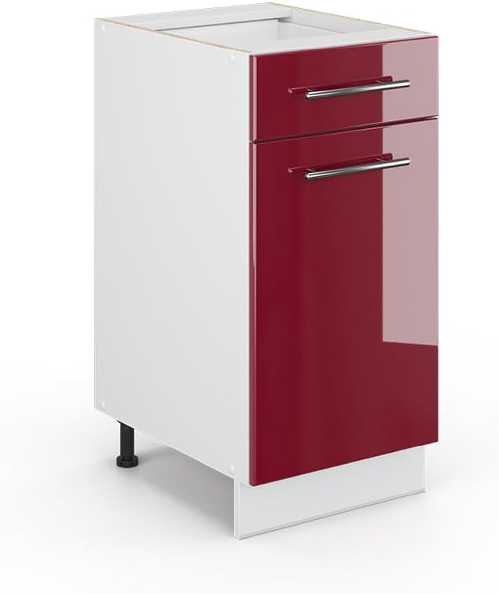 Keukenkast Ladekast 40 cm Bordeaux Hoogglans Onderkast Modulair