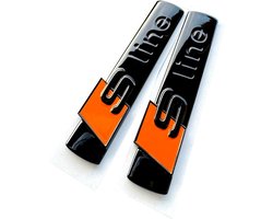 S-Line Spatbordembleem Glans Zwart (Rood Detail) - Universele Auto Tuning Badge
