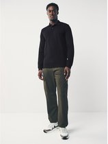 Next - Heren - Slim-fit piqué-poloshirt met lange mouwen - Zwart