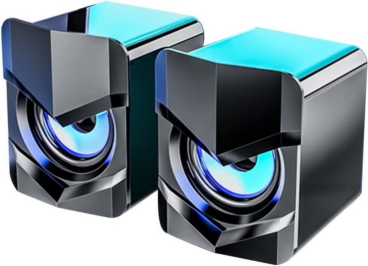 USB PC Speakers Stereo met Blauwe LED Verlichting voor Desktop en Laptop