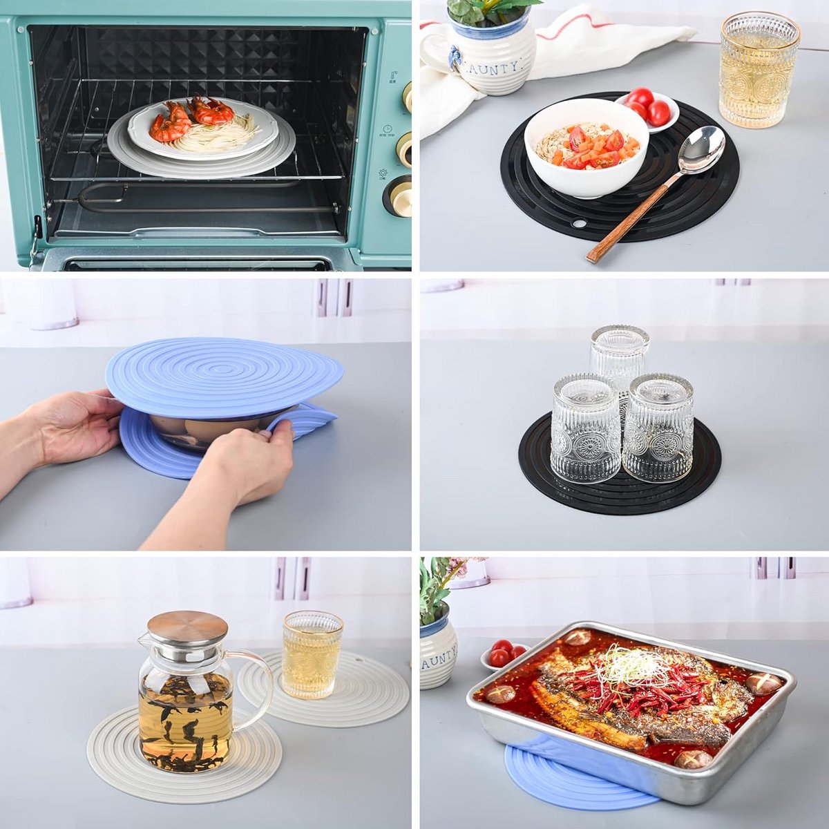 Set van 3 Hittebestendige Siliconen Onderzetters voor Pannen en Borden