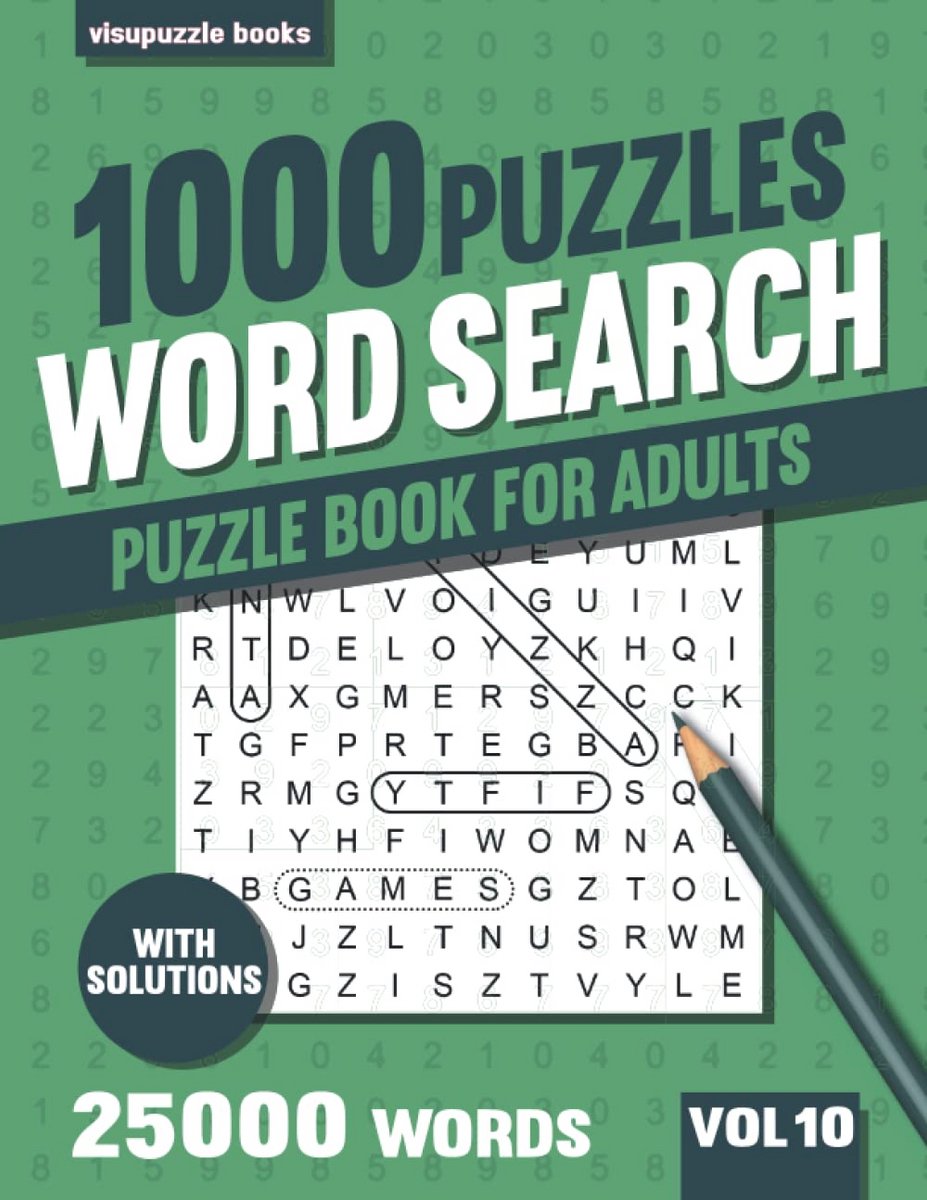 1000 Woordzoekpuzzels voor Volwassenen en Senioren - Inclusief Oplossingen