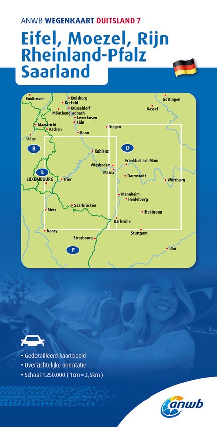 ANWB Wegenkaart - ANWB*Wegenkaart Duitsland 7. Eifel/Moezel/Rijn/Rheinland-Pfalz/Saarland