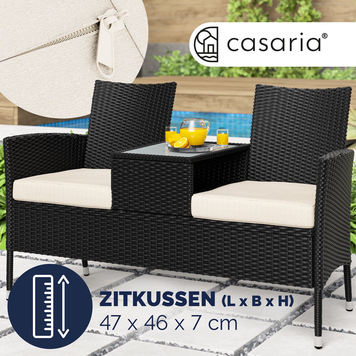 Casaria XXL Polyrattan Zonne-eiland 226cm Opvouwbaar