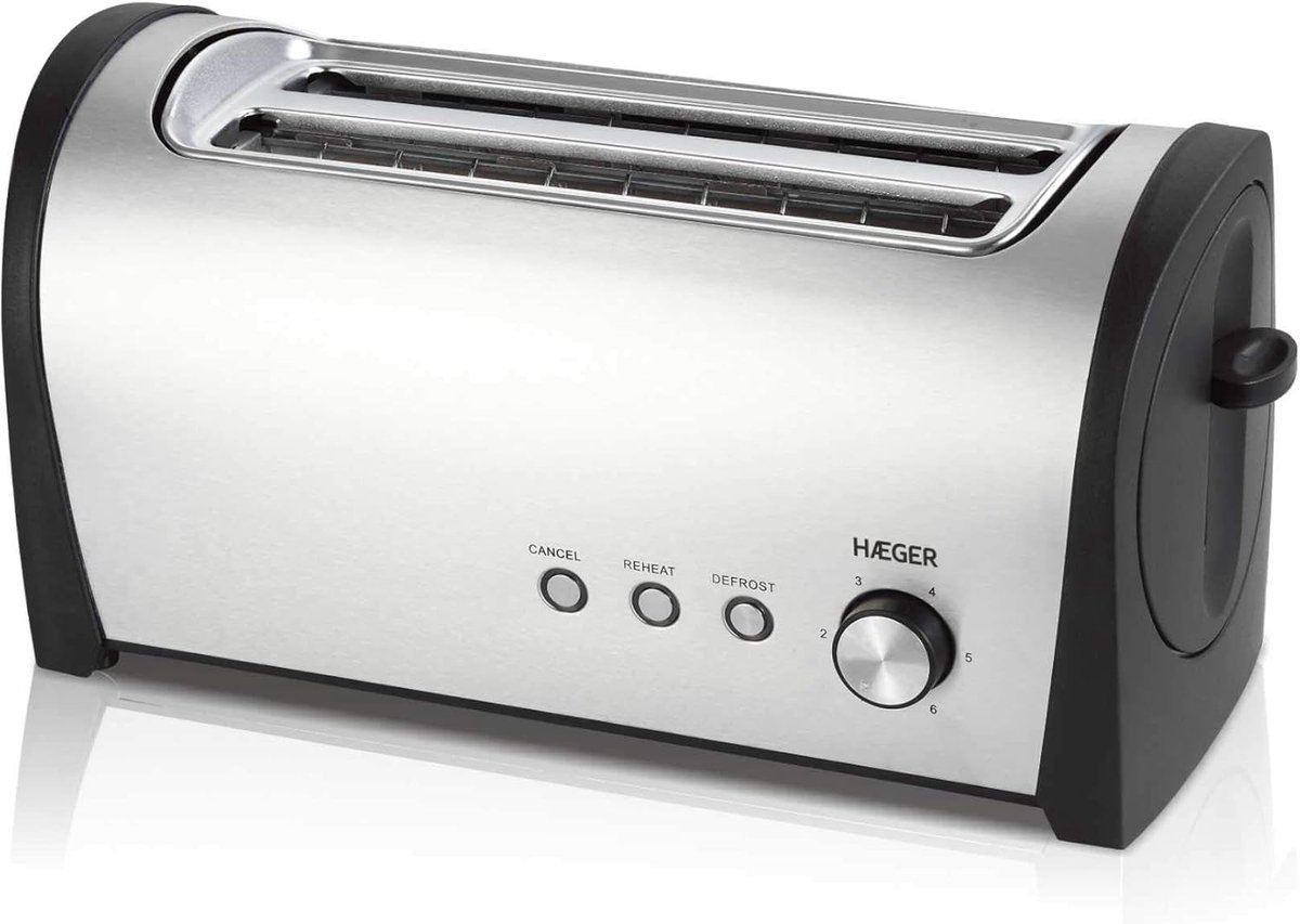 Multifunctionele Broodrooster met Lange Slots en RVS, 1400W