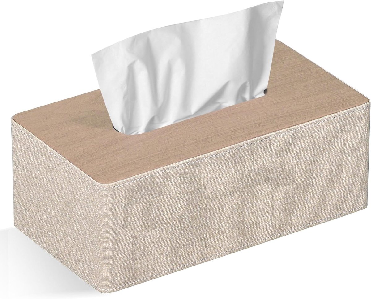 Oneay Rechthoekige tissueboxhouder, 25 cm x 13,5 cm x 10 cm, elegant en modern, gemaakt van PU-leer, ideaal voor thuis, restaurants en hotels.
