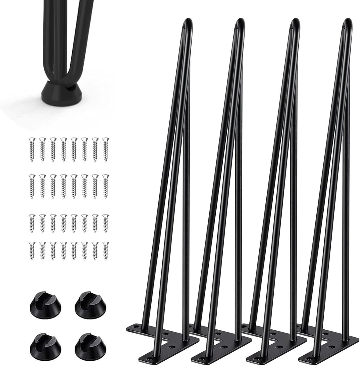 Tafelpoten Set van 4 - 40 cm Hoog - Zwart Metaal met 3 Stangen voor DIY Bureau of Salontafel