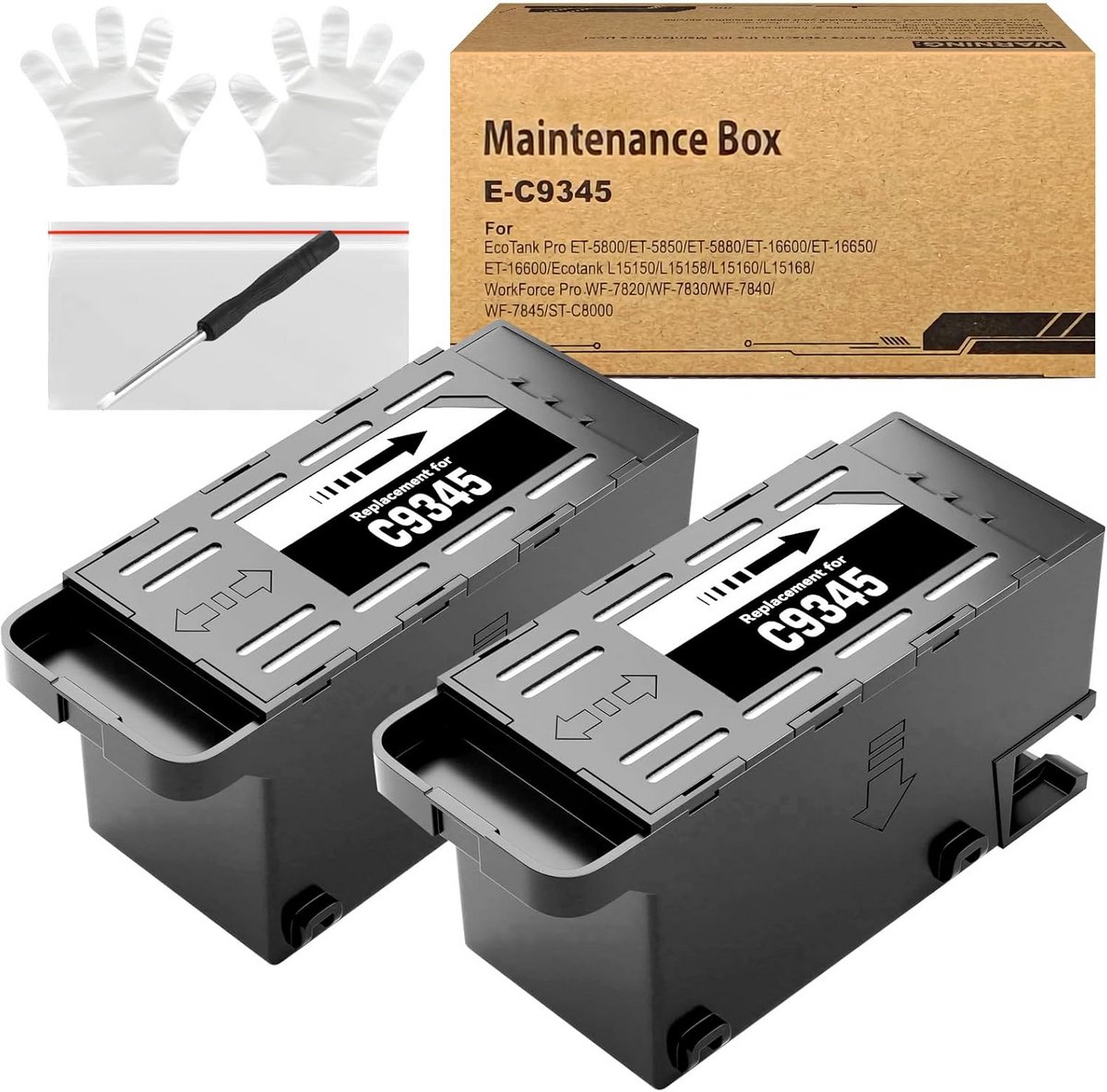 Onderhoudsdoos voor Inkjet Printers: Compatibel met WorkForce & EcoTank Modellen (2 Stuks)