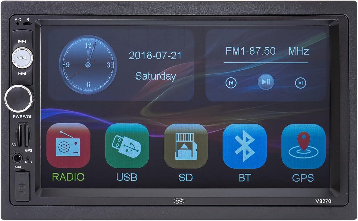 2 DIN Autoradio met 7 Inch Touchscreen, Navigatie, Bluetooth en Mirror Link