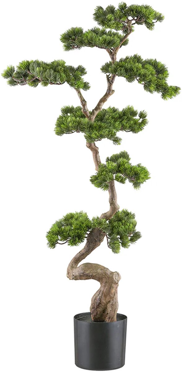 Kopu Kunst Bonsai den Circa 125 X 50 cm - In Een Zwarte Plastic Pot.