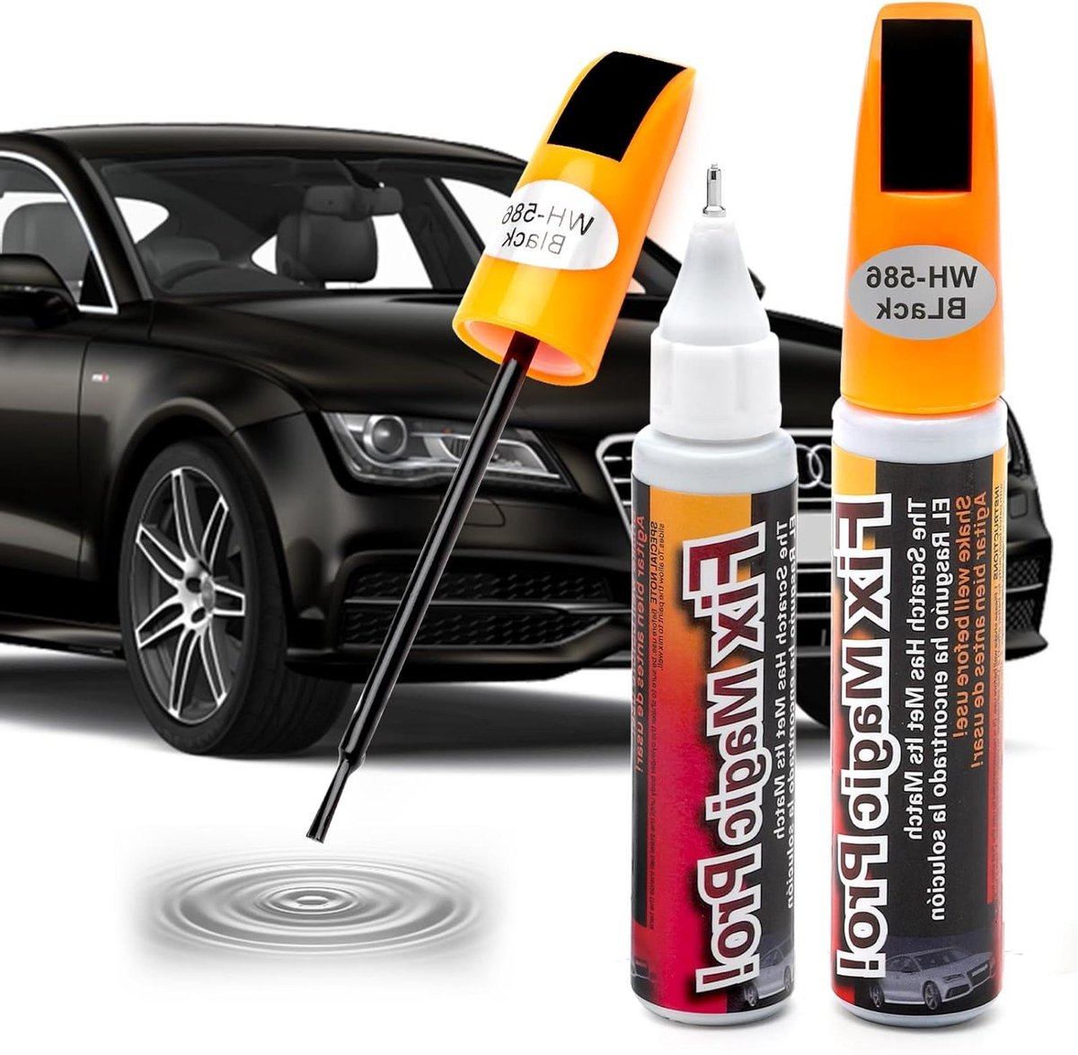 Krasverwijderaar voor Auto's - Zwarte Reparatiepen met Veren en Borstels - Professionele Autolak - 12 ml - Set van 2 - Krasreparatie Kit