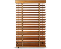 Houten Jaloezieën Echt Hout 50mm Lamellen - Verduisterend Raambekleding voor Woonkamer Kantoor