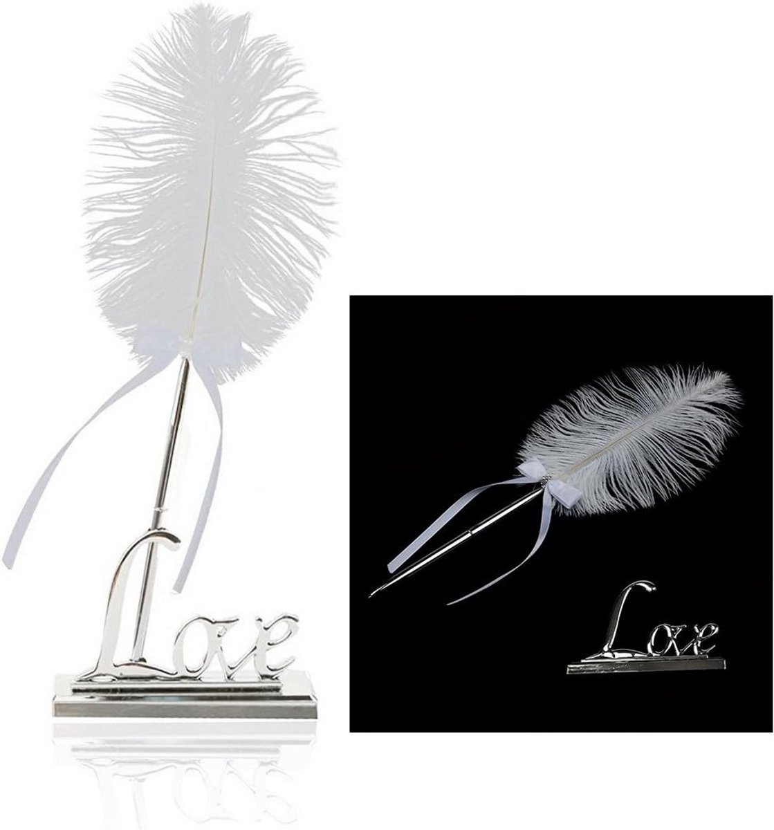 Elegante Veerpen met Houder voor Gastenboek en Bruiloft Decoratie
