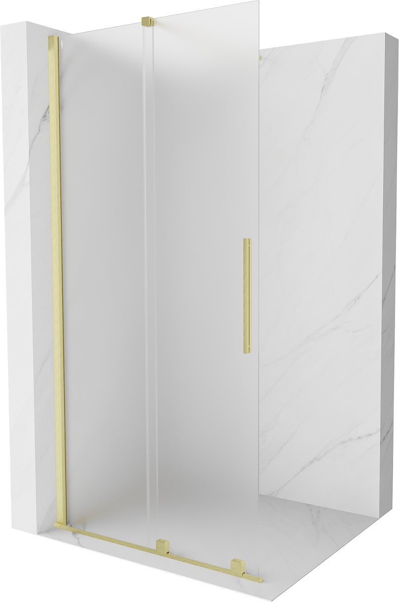 Mexen Velar schuifbare douchewand Walk-in 75 x 200 , vorst 8 mm, goud geborsteld - 871-075-000-33-55