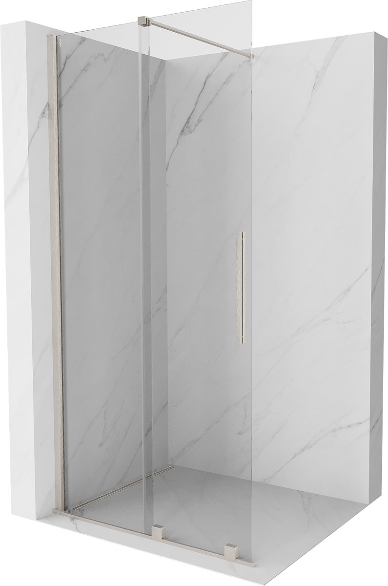 Mexen Velar schuifbare inloopdouchewand 100 x 200 , transparant 8 mm, geborsteld nikkel - 871-100-000-03-97