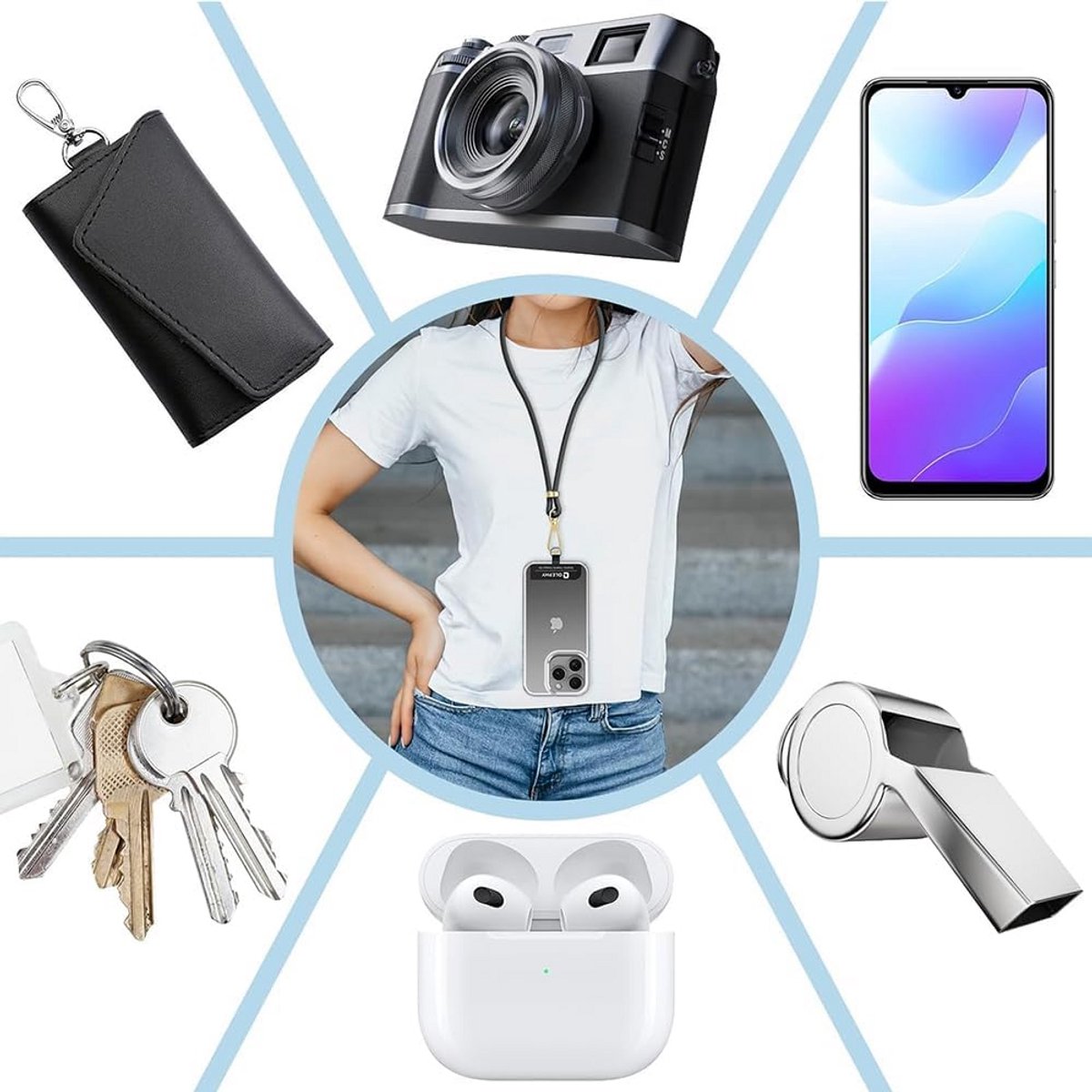Universele Telefoonketting met Koord voor Alle Smartphones - Verstelbaar en Afneembaar